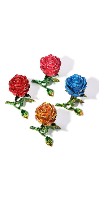 K-AROLE™Elegante Rose Gold Blumen kette mit roter Kristall rose