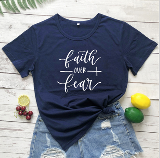 Faith Over Fear Christian T-Shirt Religion Clothing For Women Faith Shirt K-AROLE