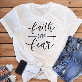 Faith Over Fear Christian T-Shirt Religion Clothing For Women Faith Shirt K-AROLE