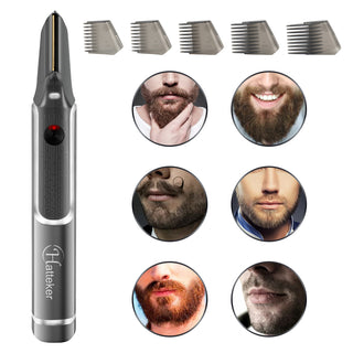 Retractable men's electric shaver with multiple attachments for precise hair trimming and grooming. Portable USB-rechargeable body hair trimmer for a clean, well-groomed appearance.