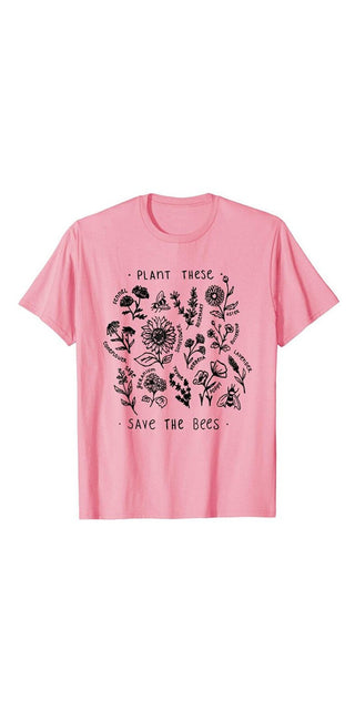 Plant These Harajuku T-shirt: Casual Women's Save the Bees Graphic Tee