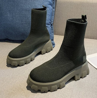 Damen-Sock-Boots, Plattform-Schuhe mit klobigem Absatz