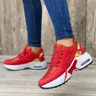 Vibrant Red Sporty Sneakers - Sleek and Stylish Women's Athletic Athleisure Shoes