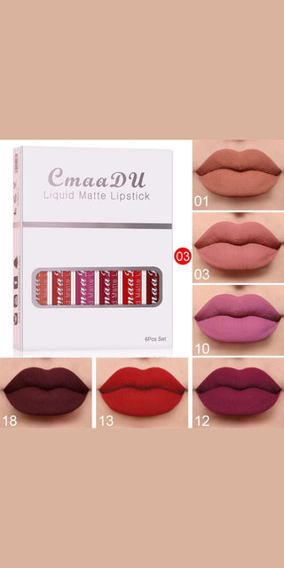 6 Boxes Of Matte Non-stick Cup Waterproof Lipstick Long Lasting Lip Gloss