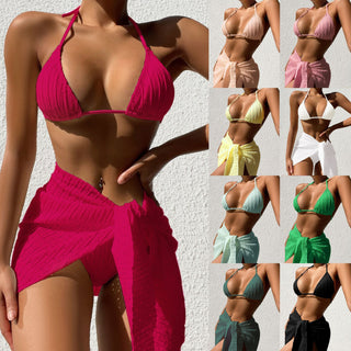 K-AROLE™️ Conjunto de bikini sexy con cuello halter y falda de malla