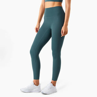 Teal high-waisted fitness leggings from K-AROLE brand, featuring a sleek, stretch fabric for a flattering fit and comfortable workout attire.