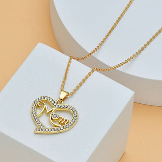 Elegant Diamond Heart Necklace Set - Mother's Day Gift - K - AROLE