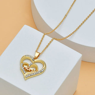 Elegant Diamond Heart Necklace Set - Mother's Day Gift - K - AROLE