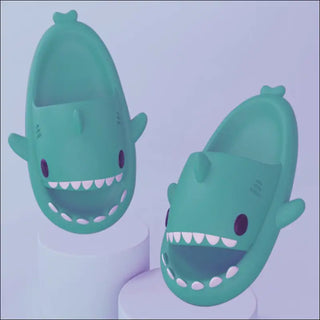 Adult's Slippers Indoor Outdoor Funny Shark Cartoon - K - AROLE