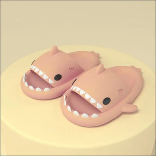 Adult's Slippers Indoor Outdoor Funny Shark Cartoon - K - AROLE