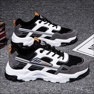 Black White Lace-up Sneakers Men Outdoor Breathable Csual