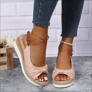 Bow Shoes Summer Peep Toe Platform Sandals Buckle Daily