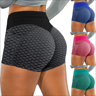 Breathable Textured Mesh Yoga Shorts - K - AROLE