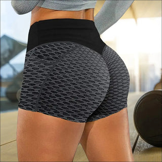 Breathable Textured Mesh Yoga Shorts - K - AROLE