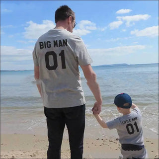 Classic Father-Son Matching T-Shirt Set - Grey / Child