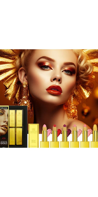 Gold-themed Makeup Set with Lipstick Kit