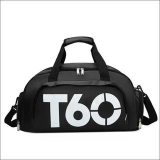 Durable T60 Sports Gym Duffel Bag - Black And White