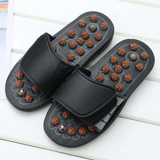 Black Acupoint Magnetic Therapy Spring Massage Shoes Slippers with Raised Nodules for Reflexology Foot Treatment