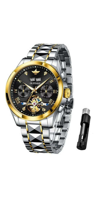 Luxury Automatic Men's Watch, Elegant Two-Tone Bracelet Design