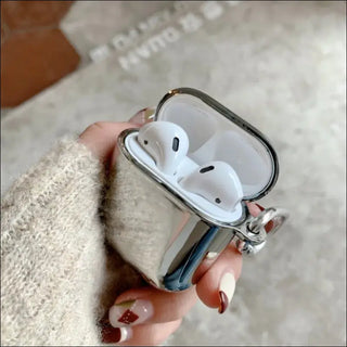 Electroplate Earphone Case for Airpods 1 2 3 Pro Protective Cover for Apple Airpods Pro Case Silver Metal with Keychain Box