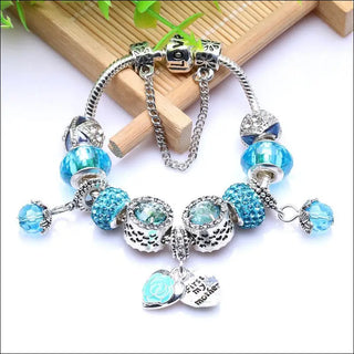 Elegant Charms Beaded Necklace Set - Blue / 17cm