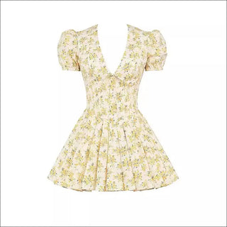 Elegant Floral Lace Midi Dress - Yellow With Dazzle / L