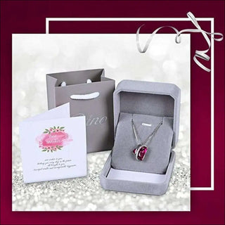 Elegant Fuchsia Heart Pendant Necklace - Rose