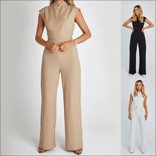 Elegant High-Waist Sleeveless Jumpsuit - Available in Black