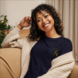 Elegant Navy Blue Women's Knitted Jumper with Stylish Detailing - K - AROLE