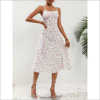 Elegant Summer Sundress with Vibrant Floral Prints - White