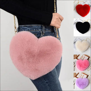 Enchanting Plush Heart-Shaped Shoulder Bag - clothes