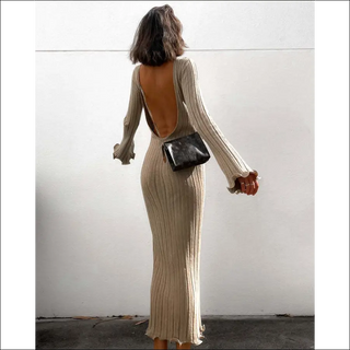 Fashion Slim Long-sleeved Ruffled Long Dress Sexy