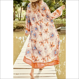 Floral Open Front Duster Cover Up Trendsi