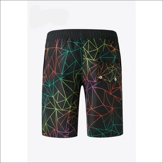 Colorful geometric print drawstring waist shorts for women's athleisure outfits, featured at the K-AROLE online store.