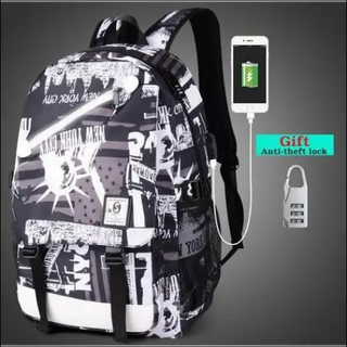 Glow - in - the - Dark Backpack with USB Charging and Anti - Theft Lock - Perfect for Travel and Everyday Use - K - AROLE