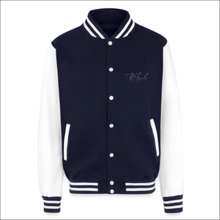 Just Hoods Heavyweight Letterman Jacket - navy/white