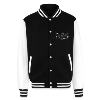 Just Hoods Heavyweight Letterman Jacket - black/white