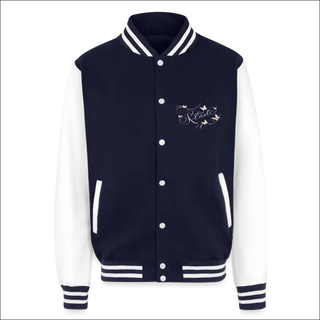 Just Hoods Heavyweight Letterman Jacket - navy/white