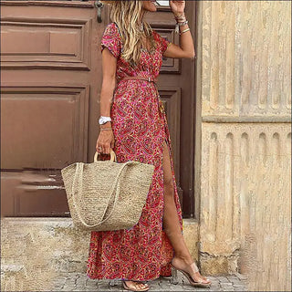 K-AROLE™️ Bohemian-Inspired Maxi Dress with Waist Trim