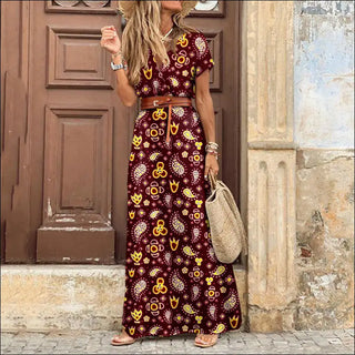 K-AROLE™️ Bohemian-Inspired Maxi Dress with Waist Trim