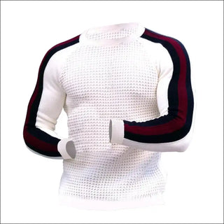 K-AROLE™️ Elegant Burgundy Striped Knit Sweater - White