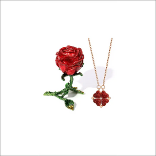 K-AROLE™️ Elegant Rose Gold Floral Necklace with Red