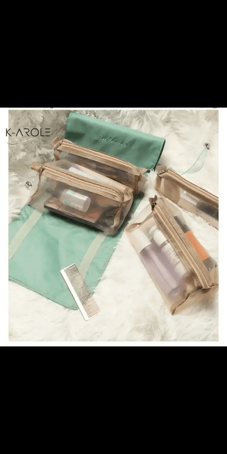 K - AROLE™️ Trendy Transparent Makeup Organizer Travel Bag Set - K - AROLE