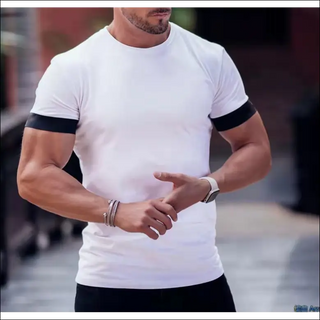 New Casual Sports Fitness Solid Color Round Neck T-shirt -