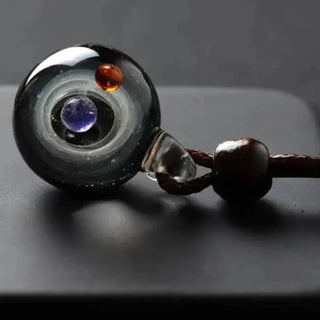 K-AROLE Universe Glass Bead Planets Pendant Necklace Galaxy