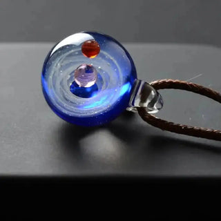 K-AROLE Universe Glass Bead Planets Pendant Necklace Galaxy