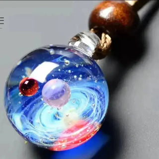 K-AROLE Universe Glass Bead Planets Pendant Necklace Galaxy