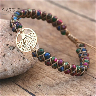 Natural Stone Tree of life bracelets - A138colorful