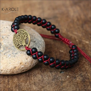 Natural Stone Tree of life bracelets - black onyx