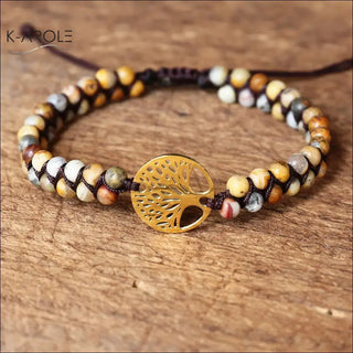 Natural Stone Tree of life bracelets - Crazy Onyx